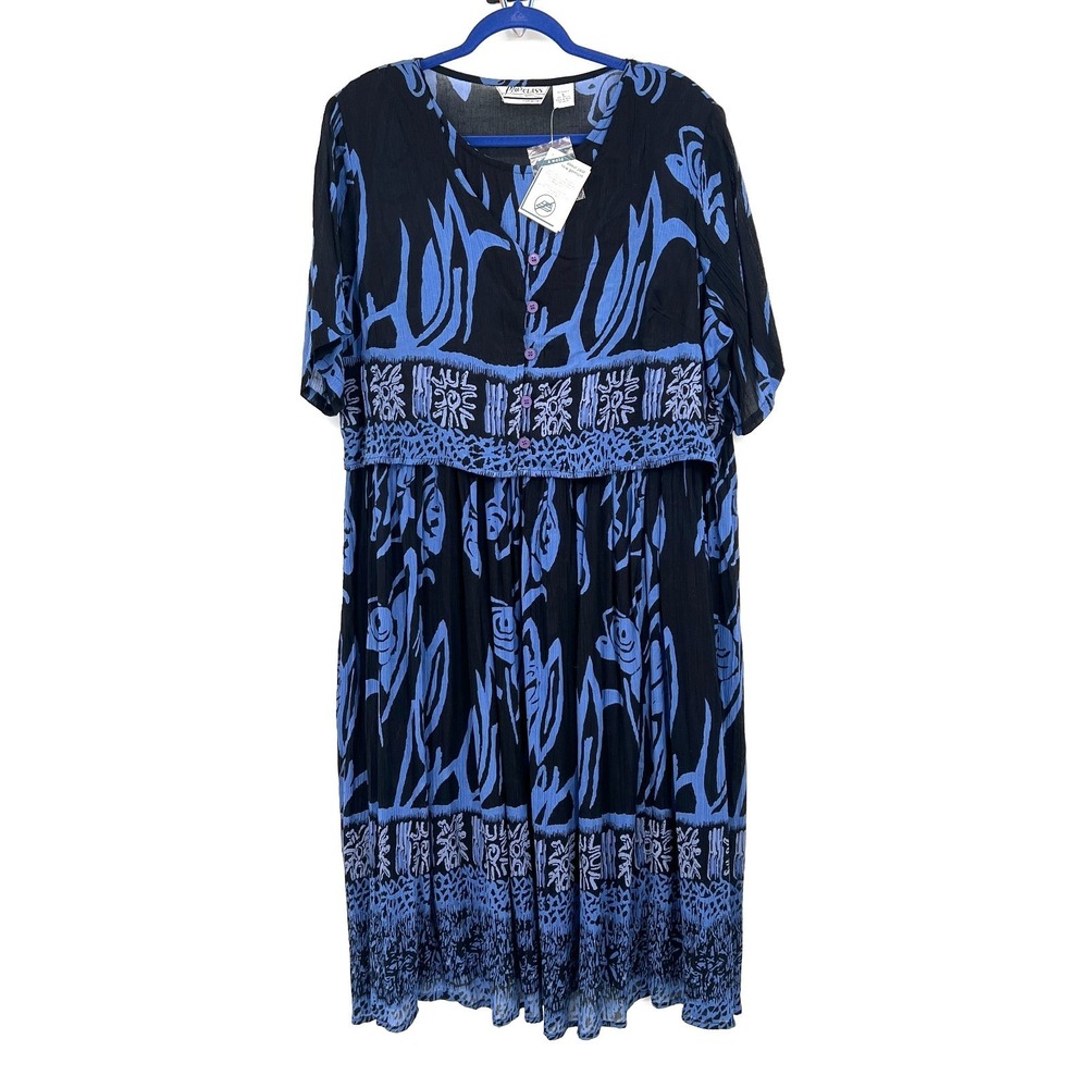 Vintage NEW just class plus gauze rayon‎ lagenlook twofer dress boho funky L